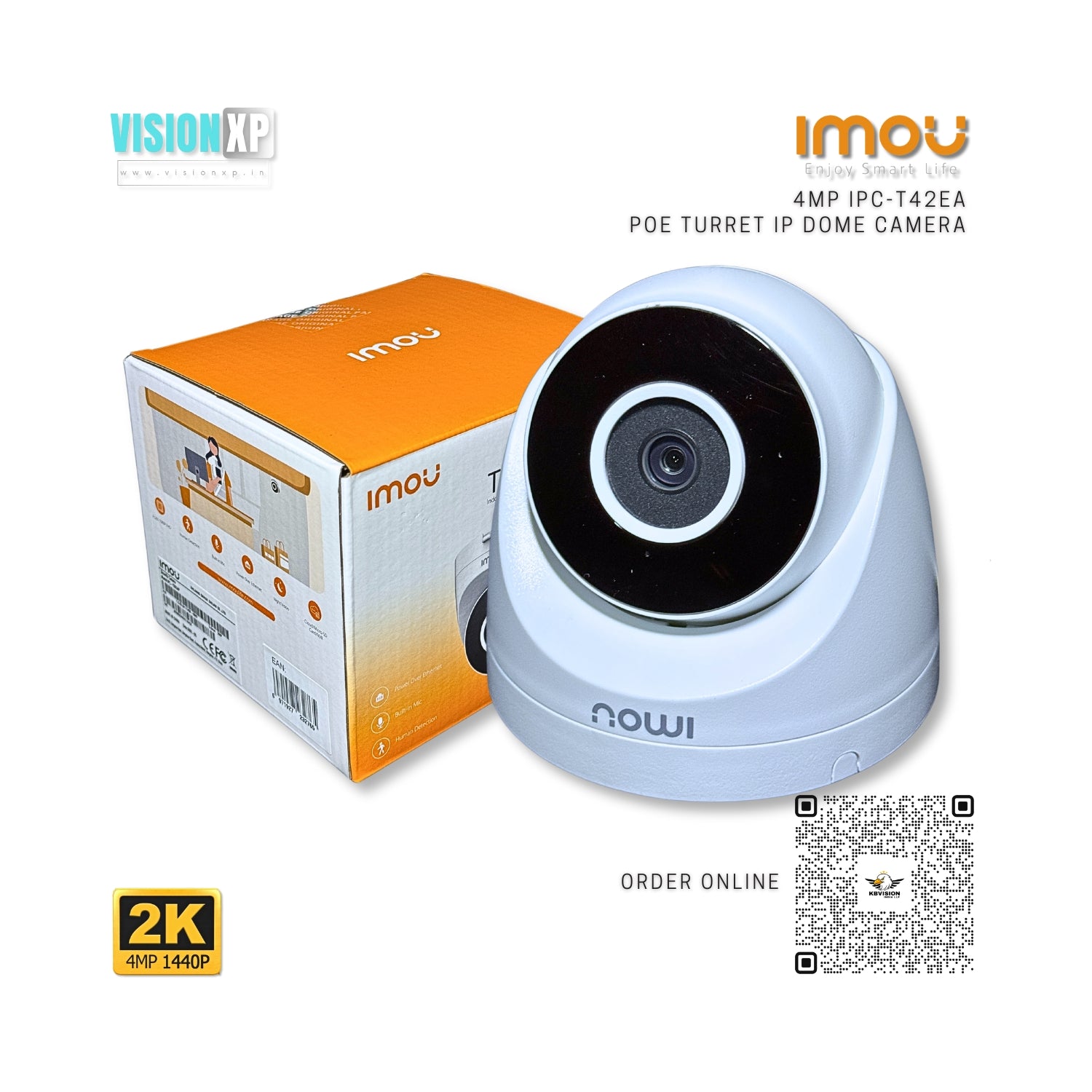 Imou IPC-T42EA H.265 Turret PoE 4MP Network IR Dome Camera Imou IPC-T42EA H.265 Turret PoE 4MP Network IR Dome Camera